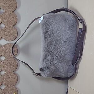 Old Navy Mocha/Brown Faux Fur/Leather Convertible Shoulder/Crossbody Bag NWT